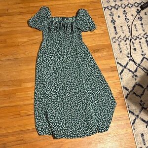 SHEIN Green Floral Midi Dress